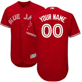 Mens Toronto Blue Jays Majestic Flex Base Authentic Collection Red Custom Jersey->customized mlb jersey->Custom Jersey