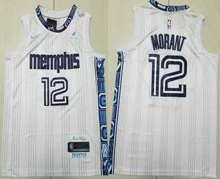 Mens Memphis Grizzlies #12 Ja Morant White 2025 City Sponsor Swingman Jersey