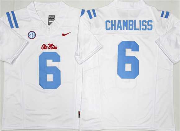 Mens Ole Miss Rebels #6 Trinidad Chambliss White 2026 F.U.S.E. Stitched jersey->ole miss rebels->NCAA Jersey