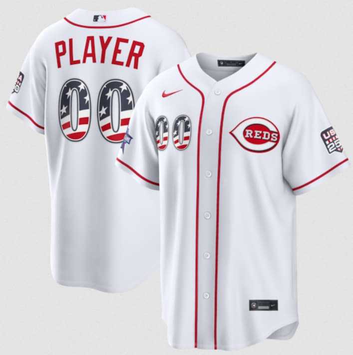 Men%27s Cincinnati Reds Active Player Custom White 2026 All-Star Edition Stars & Stripes & USA 250 Fourth of July Home Stadium Stitched Baseball Jersey->customized mlb jersey->Custom Jersey