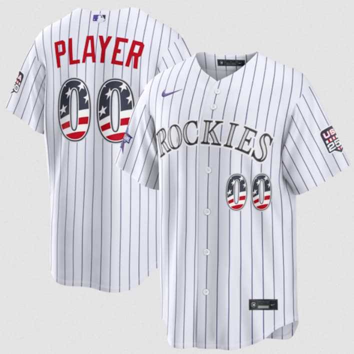 Men%27s Colorado Rockies Active Player Custom White 2026 All-Star Edition Stars & Stripes & USA 250 Fourth of July Home Stadium Stitched Baseball Jersey->customized mlb jersey->Custom Jersey