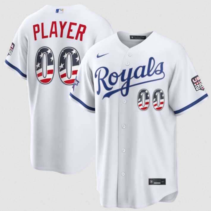 Men%27s Kansas City Royals Active Player Custom White 2026 All-Star Edition Stars & Stripes & USA 250 Fourth of July Home Stadium Stitched Baseball Jersey->customized mlb jersey->Custom Jersey
