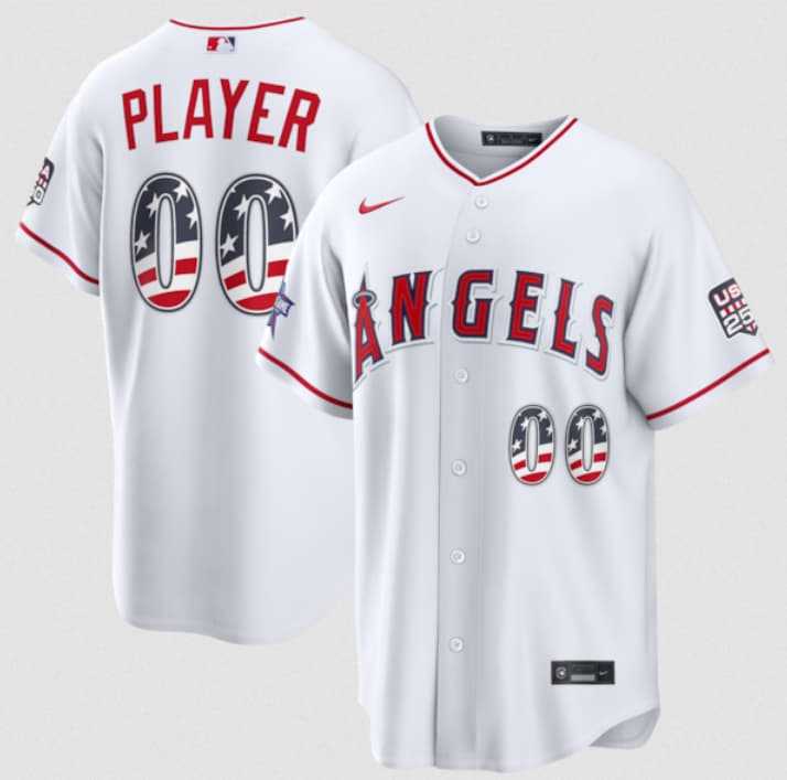 Men%27s Los Angeles Angels Active Player Custom White 2026 All-Star Edition Stars & Stripes & USA 250 Fourth of July Home Stadium Stitched Baseball Jersey->customized mlb jersey->Custom Jersey