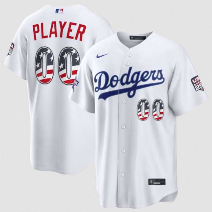 Men%27s Los Angeles Dodgers Active Player Custom White 2026 All-Star Edition Stars & Stripes & USA 250 Fourth of July Home Stadium Stitched Baseball Jersey->customized mlb jersey->Custom Jersey