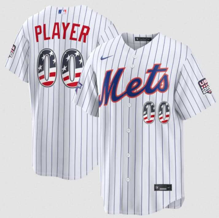 Men%27s New York Mets Active Player Custom White 2026 All-Star Edition Stars & Stripes & USA 250 Fourth of July Home Stadium Stitched Baseball Jersey->customized mlb jersey->Custom Jersey