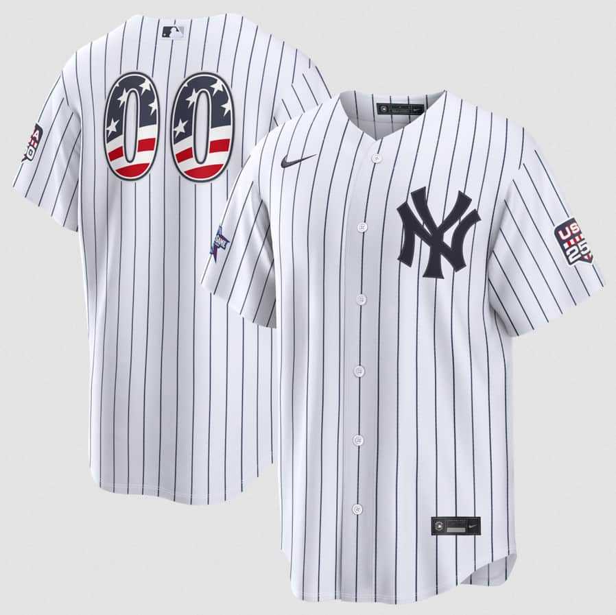 Mens New York Yankees ACTIVE PLAYER Custom White 2026 All-Star Edition Stars & Stripes & USA 250 Fourth of July Home Stadium Stitched Baseball Jersey->customized mlb jersey->Custom Jersey