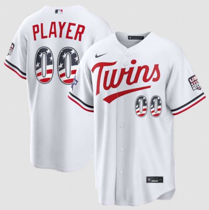 Men%27s Minnesota Twins Active Player Custom White 2026 All-Star Edition Stars & Stripes & USA 250 Fourth of July Home Stadium Stitched Baseball Jersey->customized mlb jersey->Custom Jersey