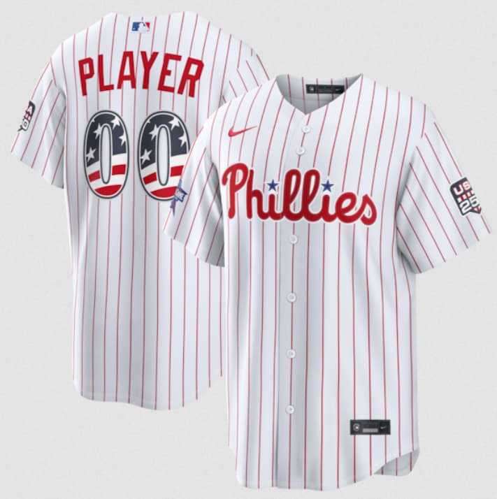 Men%27s Philadelphia Phillies Active Player Custom White 2026 All-Star Edition Stars & Stripes & USA 250 Fourth of July Home Stadium Stitched Baseball Jersey->customized mlb jersey->Custom Jersey