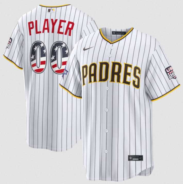 Men%27s San Diego Padres Active Player Custom White 2026 All-Star Edition Stars & Stripes & USA 250 Fourth of July Home Stadium Stitched Baseball Jersey->customized mlb jersey->Custom Jersey