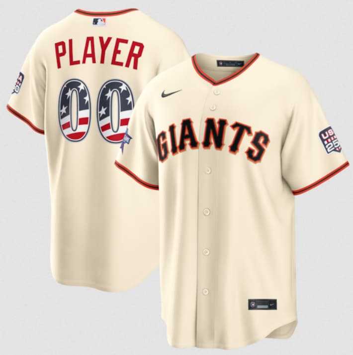 Men%27s San Francisco Giants ACTIVE PLAYER Custom Cream 2026 All-Star Edition Stars & Stripes & USA 250 Fourth of July Home Stadium Stitched Baseball Jersey->customized mlb jersey->Custom Jersey