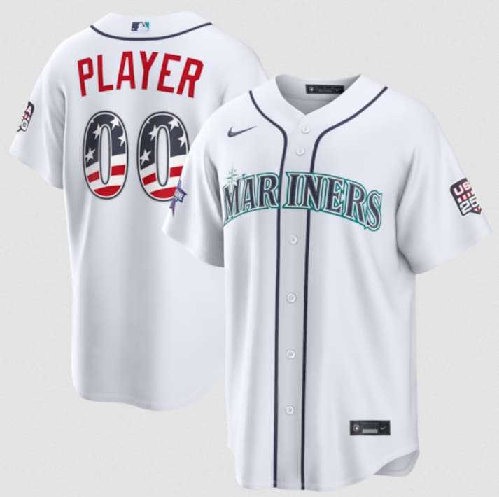 Men%27s Seattle Mariners Active Player Custom White 2026 All-Star Edition Stars & Stripes & USA 250 Fourth of July Home Stadium Stitched Baseball Jersey->customized mlb jersey->Custom Jersey