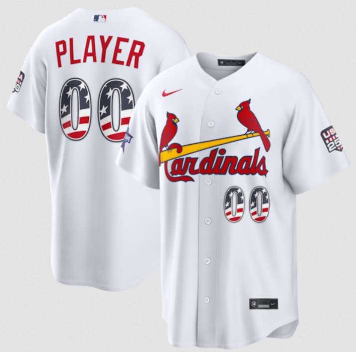 Men%27s St. Louis Cardinals Active Player Custom White 2026 All-Star Edition Stars & Stripes & USA 250 Fourth of July Home Stadium Stitched Baseball Jersey->customized mlb jersey->Custom Jersey