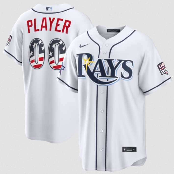 Men%27s Tampa Bay Rays Active Player Custom White 2026 All-Star Edition Stars & Stripes & USA 250 Fourth of July Home Stadium Stitched Baseball Jersey->customized mlb jersey->Custom Jersey