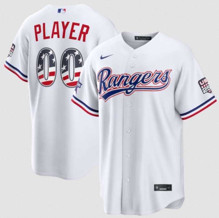 Men%27s Texas Rangers Active Player Custom White 2026 All-Star Edition Stars & Stripes & USA 250 Fourth of July Home Stadium Stitched Baseball Jersey->customized mlb jersey->Custom Jersey