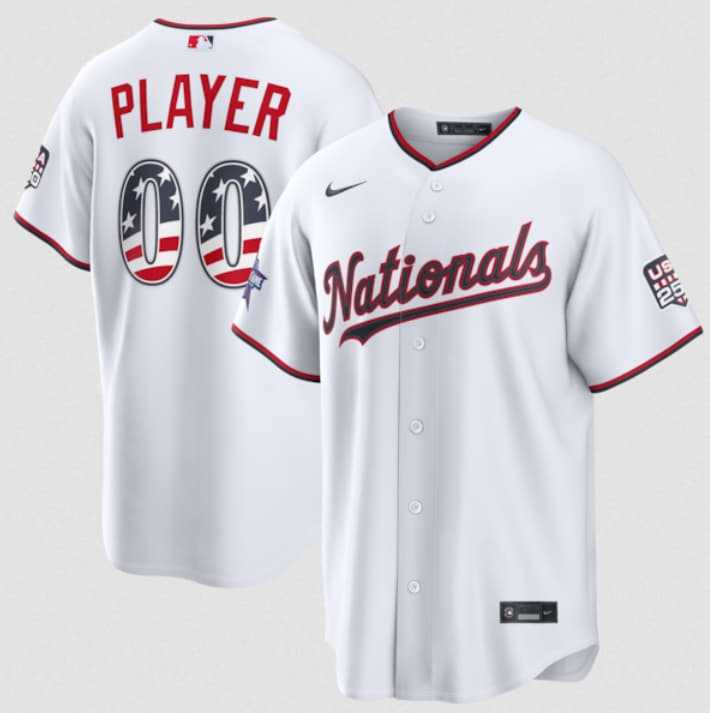 Men%27s Washington Nationals Active Player Custom White 2026 All-Star Edition Stars & Stripes & USA 250 Fourth of July Home Stadium Stitched Baseball Jersey->arizona diamondbacks->MLB Jersey