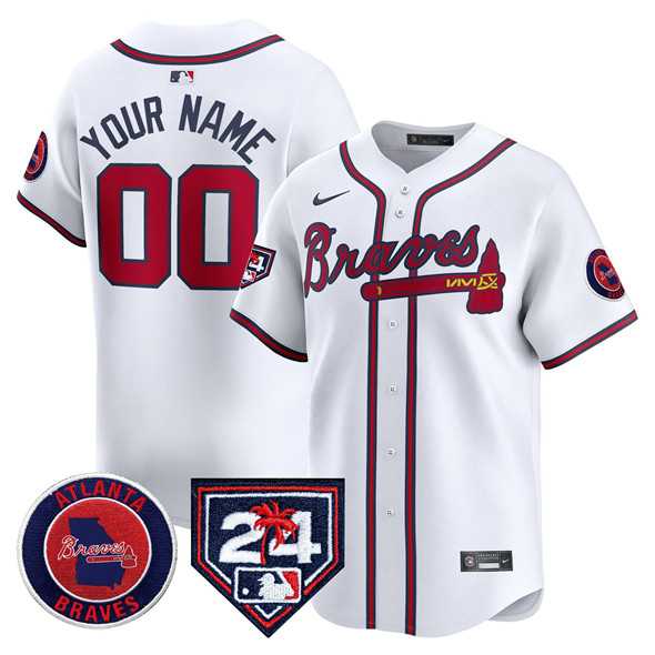Mens Atlanta Braves Customized White 2024 Spring Training Patch Limited Stitched Baseball Jersey->customized mlb jersey->Custom Jersey