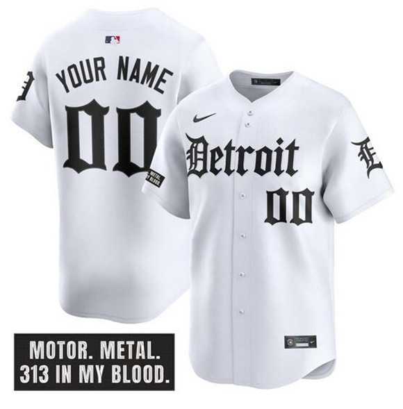 Mens Detroit Tigers ACTIVE PLAYER Custom White Motor Gothic Edition Vapor Premier Limited Stitched Baseball Jersey->customized mlb jersey->Custom Jersey
