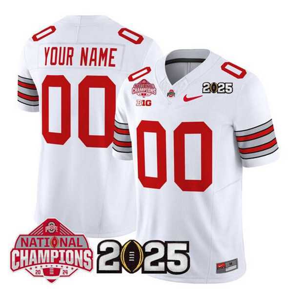 Mens Ohio State Buckeyes Active Player Custom White 2025 CFP Final With National Champions Patch F.U.S.E. Vapor Limited Stitched Jersey->customized ncaa jersey->Custom Jersey