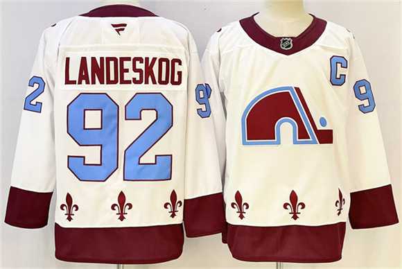 Mens Colorado Avalanche #92 Gabriel Landeskog White 2024-25 With C Patch Stitched Hockey->colorado avalanche->NHL Jersey