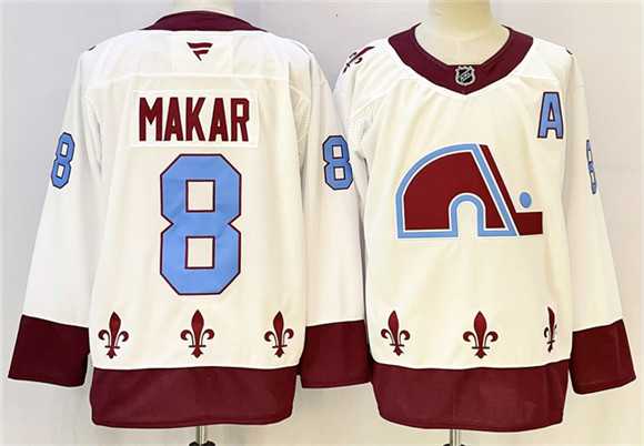 Men%27s Colorado Avalanche #8 Cale Makar White 2024-25 With A Patch Stitched Jersey->olympics canada jerseys->NHL Jersey