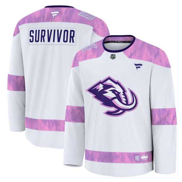 Men%27s Utah Mammoth White 2024 Fights Cancer Survivor Practice Stitched Jersey Dzhi->ottawa senators->NHL Jersey