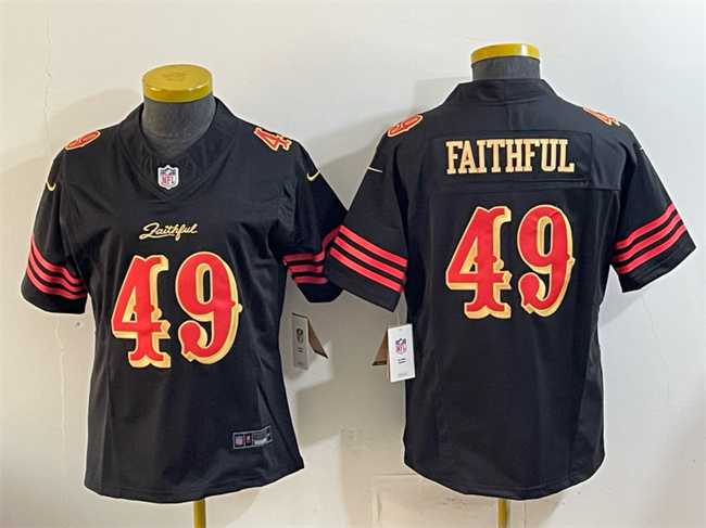 Women%27s San Francisco 49ers #49 Faithful Black 2025 F.U.S.E. %27Rivalries%27 Vapor Limited Stitched Jersey->new england patriots->NFL Jersey