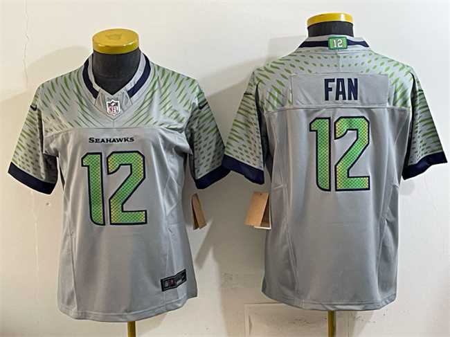 Women%27s Seattle Seahawks #12 Fan Grey 2025 F.U.S.E. %27Rivalries%27 Vapor Untouchable Limited Stitched Jersey->buffalo bills->NFL Jersey