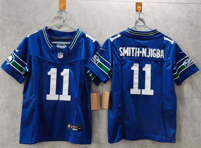 Women%27s Seattle Seahawks #11 Jaxon Smith-Njigba Royal 2024 F.U.S.E Throwback Vapor Limited Stitched Jersey->seattle seahawks->NFL Jersey