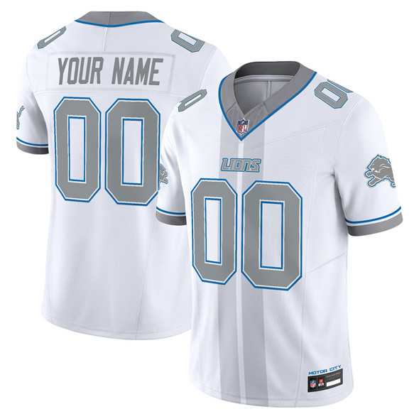 Mens Detroit Lions Customized White 2025 F.U.S.E. Motor City Racing Edition Vapor Limited Stitched Jersey->customized nfl jersey->Custom Jersey