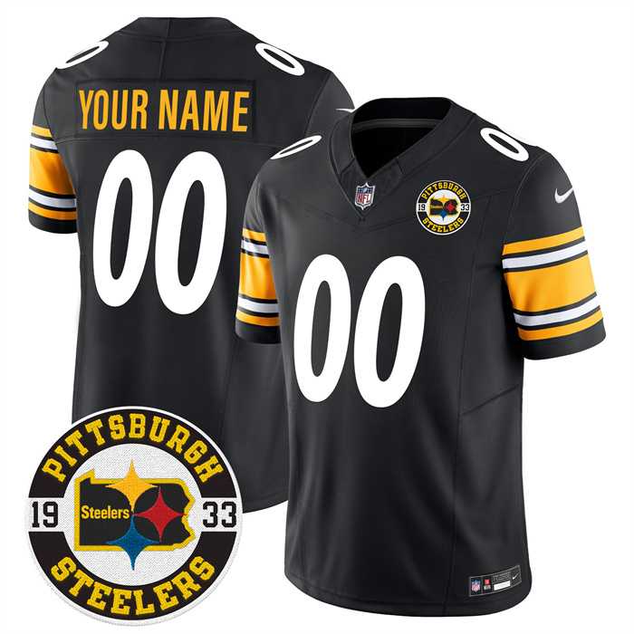 Mens Pittsburgh Steelers Throwback 1933 Patch black Vapor Limited All Stitched Jersey->customized nfl jersey->Custom Jersey