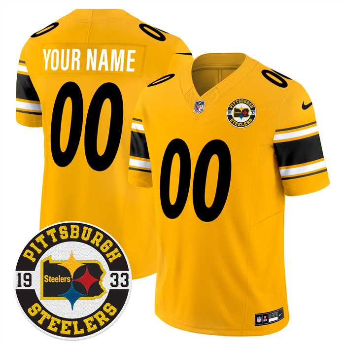 Mens Pittsburgh Steelers Throwback 1933 Patch yellow Vapor Limited All Stitched Jersey->customized nfl jersey->Custom Jersey