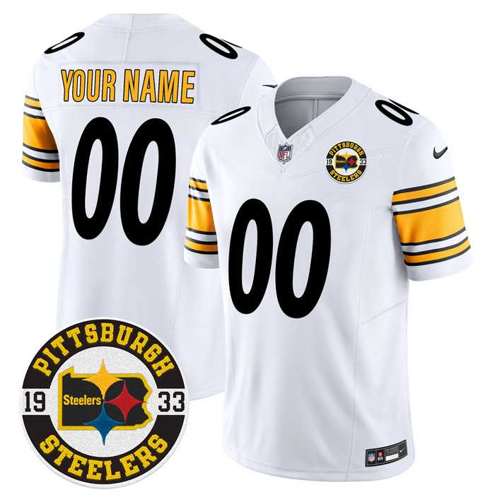 Mens Pittsburgh Steelers Throwback 1933 Patch white Vapor Limited All Stitched Jersey->customized nfl jersey->Custom Jersey