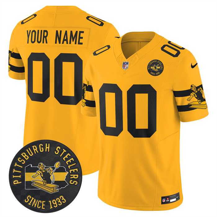 Mens Pittsburgh Steelers Throwback 1933 Patch yellow Vapor Limited All Stitched Jersey->customized nfl jersey->Custom Jersey
