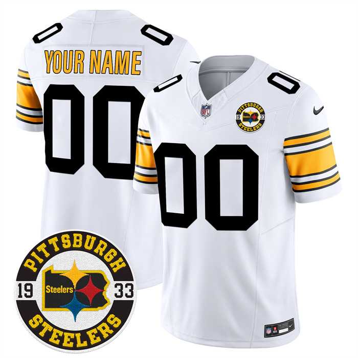 Mens Pittsburgh Steelers Throwback 1933 Patch white Vapor Limited All Stitched Jerseys->customized nfl jersey->Custom Jersey