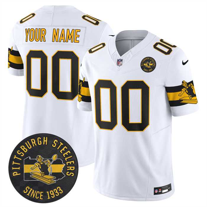 Mens Pittsburgh Steelers Throwback 1933 Patch whiteVapor Limited All Stitched Jerseys->customized nfl jersey->Custom Jersey