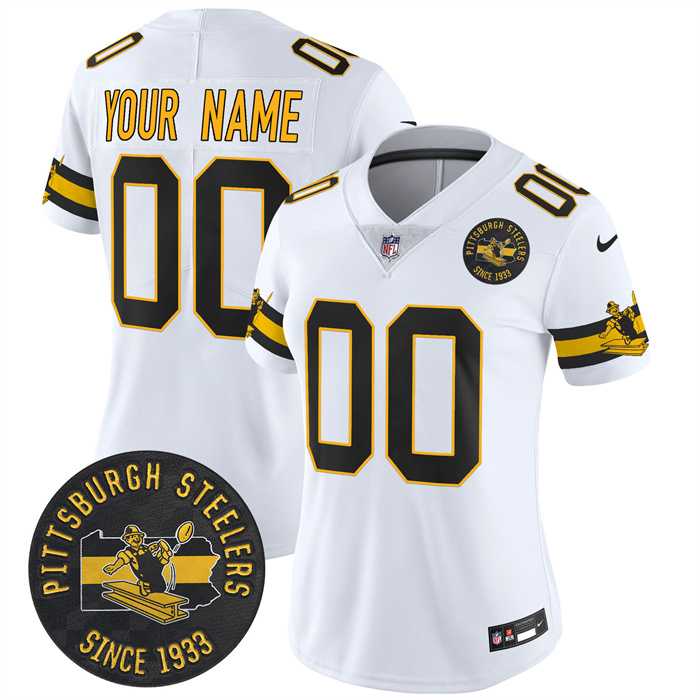 Womens Pittsburgh Steelers Throwback 1933 Patch white Vapor Limited All Stitched Jersey->customized nfl jersey->Custom Jersey