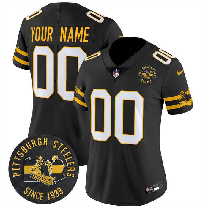 Womens Pittsburgh Steelers Throwback 1933 Patch black Vapor Limited All Stitched Jersey->customized nfl jersey->Custom Jersey