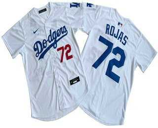 Mens Los Angeles Dodgers #72 Miguel Rojas White Limited Stitched Jersey->->MLB Jersey