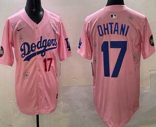 Mens Los Angeles Dodgers #17 Shohei Ohtani Pink 2025 Tokyo Series Limited Jersey->->MLB Jersey