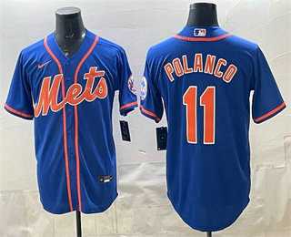 Mens New York Mets #11 Jorge Polanco Blue Cool Base Stitched Jersey->new york mets->MLB Jersey