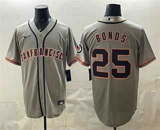 Men%27s San Francisco Giants #25 Barry Bonds Gray Cool Base Jersey->toronto blue jays->MLB Jersey