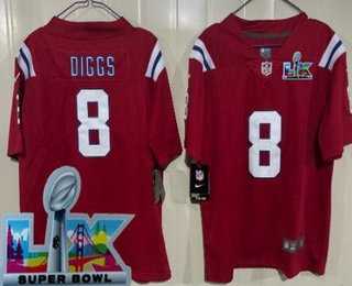Youth New England Patriots #8 Stefon Diggs Limited Red Super Bowl LX Vapor Jersey->new england patriots->NFL Jersey