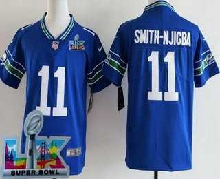 Youth Seattle Seahawks #11 Jaxon Smith-Njigba Limited Blue Super Bowl LX Patch Throwback Vapor Limited Stitched Jersey->new england patriots->NFL Jersey