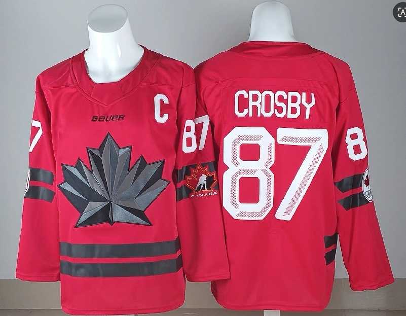Men%27s Canada Hockey #87 Sidney Crosby With C Patch Red 2026 Olympics Stitched Jersey->seattle kraken->NHL Jersey
