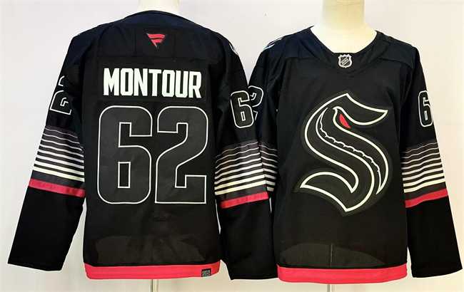 Mens Seattle Kraken #62 Brandon Montour Black 2026 Alternate Stitched Hockey Jersey->seattle kraken->NHL Jersey