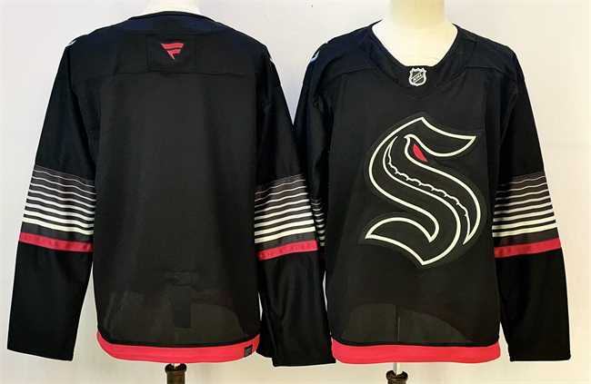 Mens Seattle Kraken Blank Black Alternate Stitched Hockey Jersey->seattle kraken->NHL Jersey