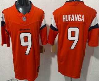 Mens Denver Broncos #9 Talanoa Hufanga Limited Orange FUSE Vapor Stitched Jersey->denver broncos->NFL Jersey