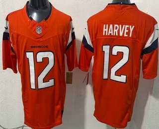 Mens Denver Broncos #12 Rj Harvey Limited Orange FUSE Vapor Stitched Jersey->denver broncos->NFL Jersey