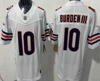 Men%27s Chicago Bears #10 Luther Burden III Limited White FUSE Vapor Stitched Jersey->chicago bears->NFL Jersey