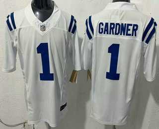 Mens Indianapolis Colts #1 Sauce Gardner Limited White FUSE Vapor Stitched Jersey->indianapolis colts->NFL Jersey